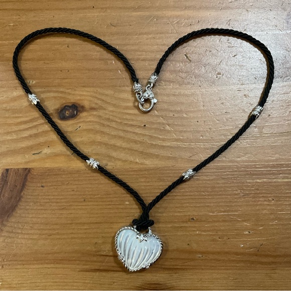 Judith Ripka Jewelry - Judith Ripka:Mother of Pearl heart charm sterling silver (925) with CZ.accents.